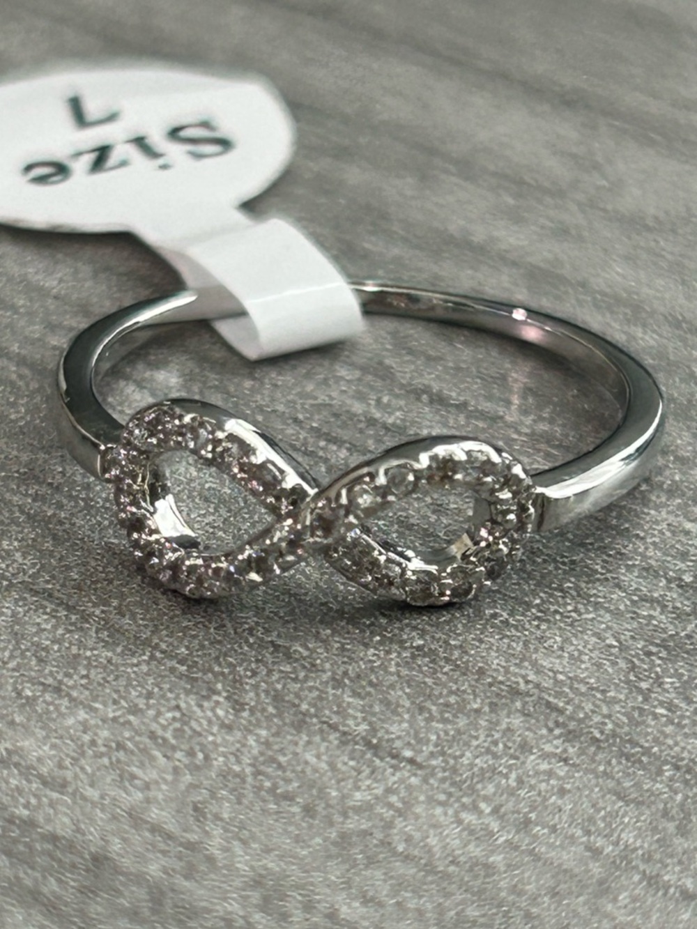 NWOT-Infinity Ring Size 7 | 18K White Gold Filled AAA CZ | Dainty Sparkle Band